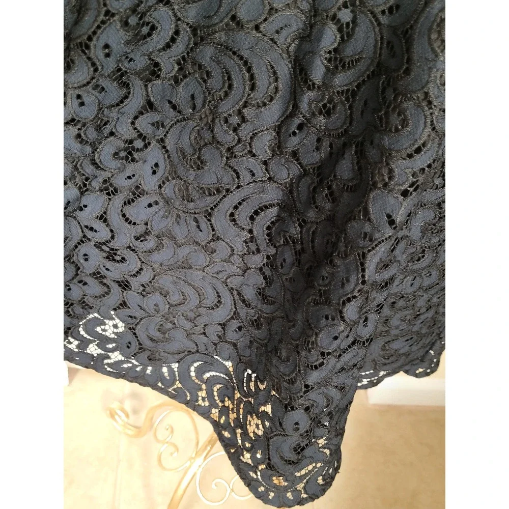 Loft Womens Navy/Black Whimsygoth Lace V-Neck Fit & Flare Cocktail Dress Size 10